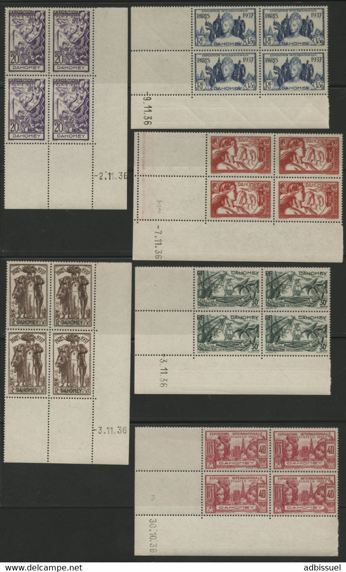 Série Complète COTE 2192 € 126 BLOCS DE 4 AVEC COINS DATES (42 photos) Exposition internationale 1937. Lire description