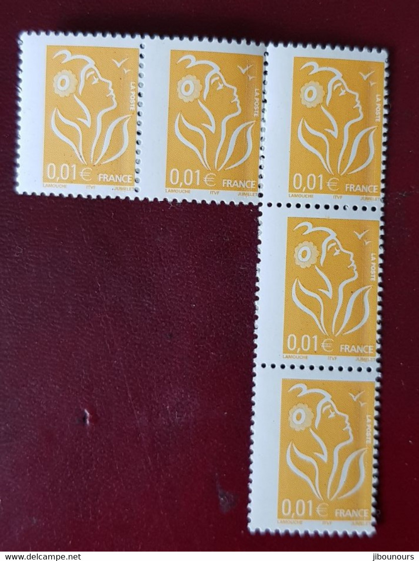 Variété Marianne De Lamouche 0.01 C Piquage Déplacé  5 Timbres - Nuevos