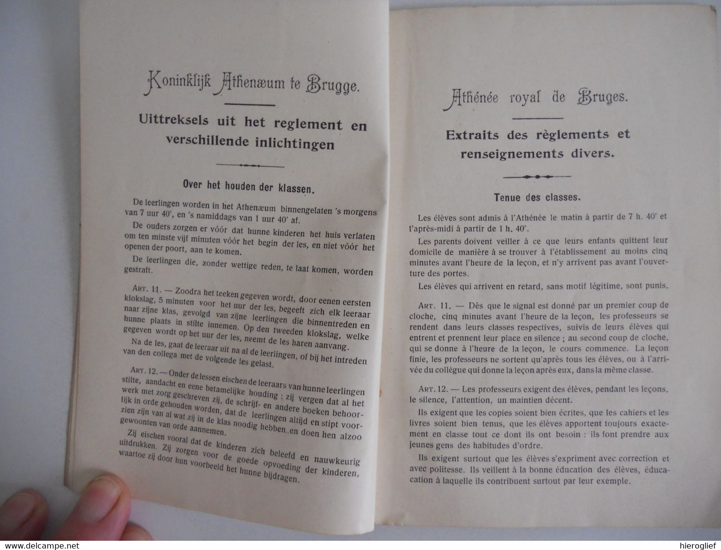 KONINKLIJK ATHENEUM BRUGGE Athénée Royal 1909 Reglement + Inlichtingen Réglements + Renseignements KTA. - Diplomi E Pagelle