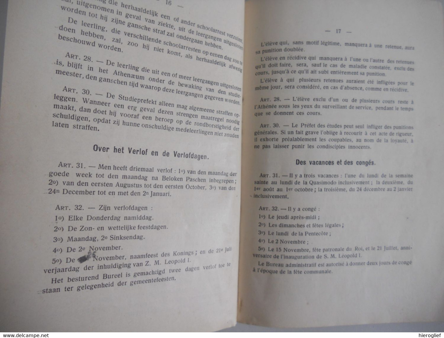 KONINKLIJK ATHENEUM BRUGGE Athénée Royal 1909 Reglement + Inlichtingen Réglements + Renseignements KTA. - Diplomi E Pagelle