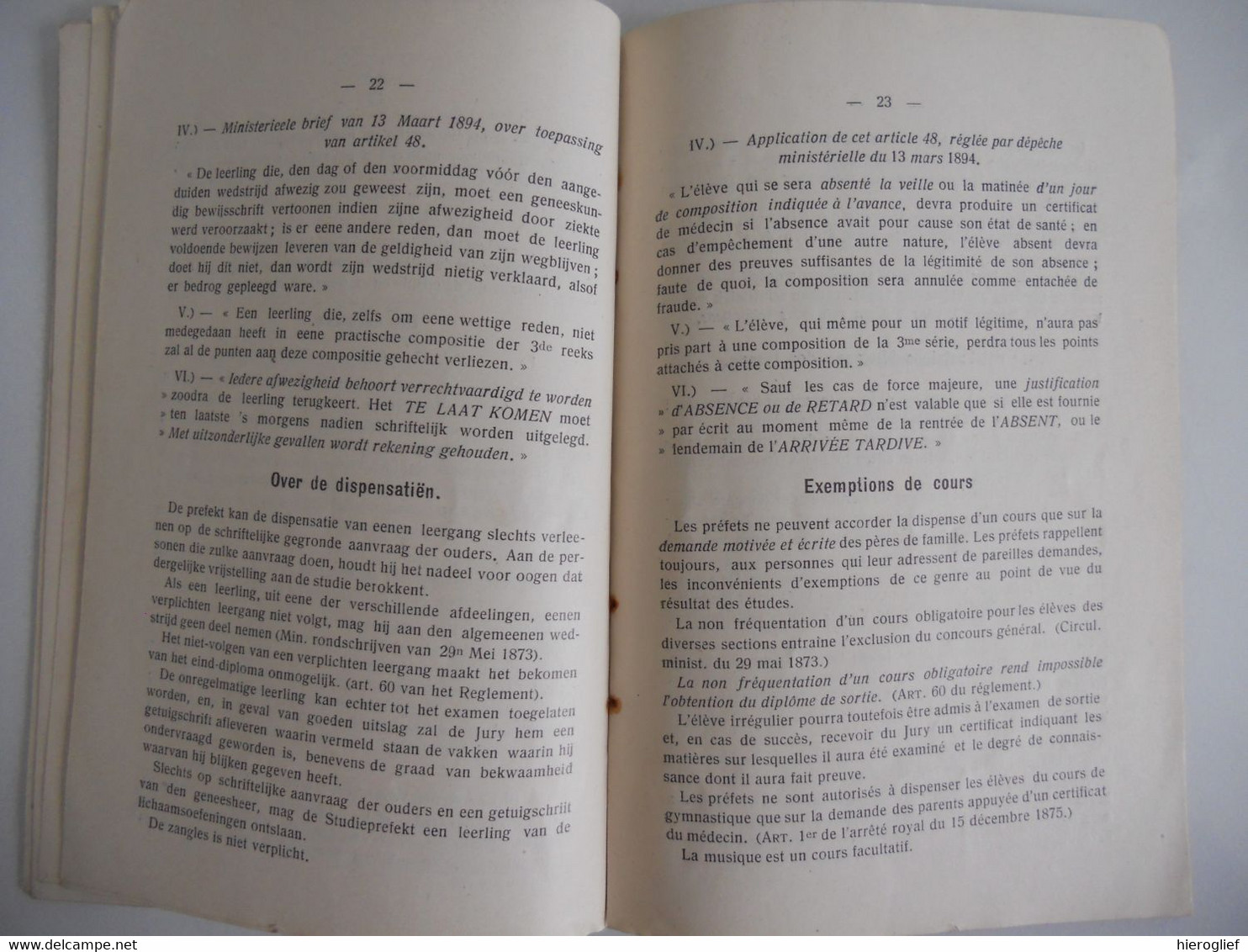 KONINKLIJK ATHENEUM BRUGGE Athénée Royal 1909 Reglement + Inlichtingen Réglements + Renseignements KTA. - Diplomi E Pagelle