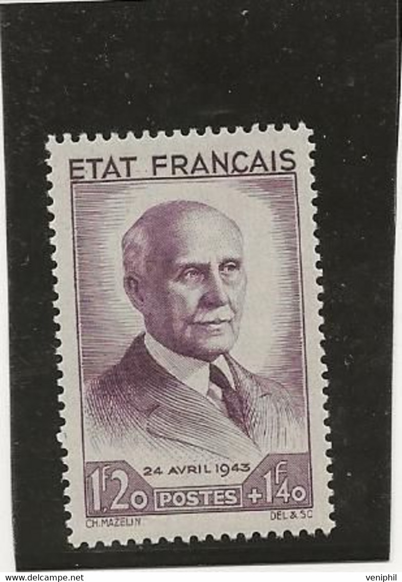 TIMBRE N° 576 - NEUF INFIME CHARNIERE -ANNEE 1943 - COTE : 12 € - Unused Stamps