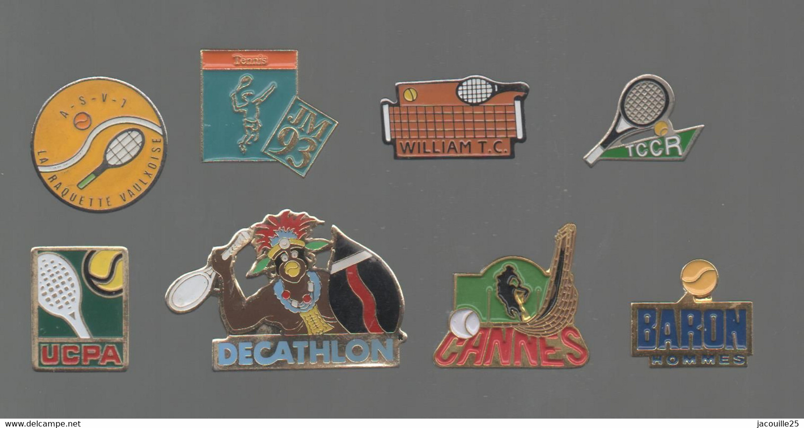 PINS PIN'S TENNIS EGF 1007 TCCR WILLIAM JM93 VAULX BARON UCPA CANNES DECATHLON   LOT 8 PINS - Natation