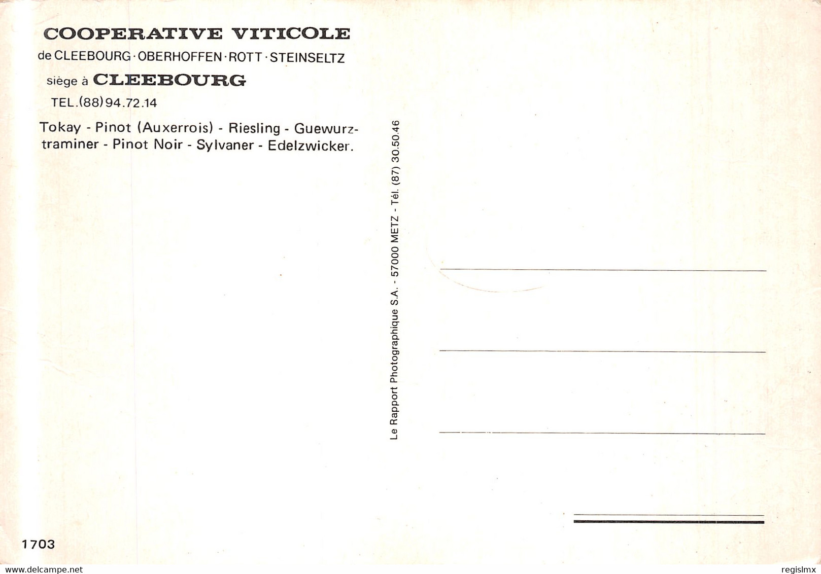 67-CLEEBOURG COOPERATIVE VITICOLE-N°2111-B/0233 - Other & Unclassified