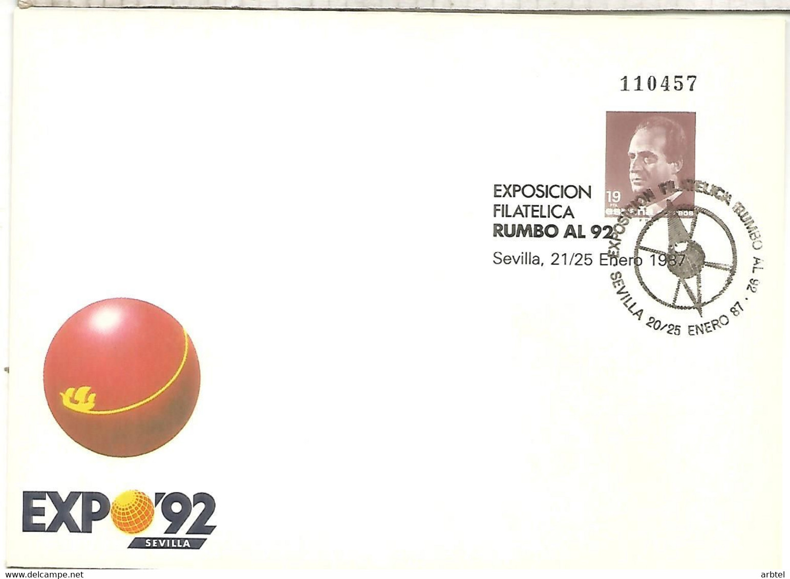 EXPO 92 SEVILLA ENTERO POSTAL EXPOSICION UNIVERSAL CON MAT RUMBO AL 92 - 1992 – Siviglia (Spagna)