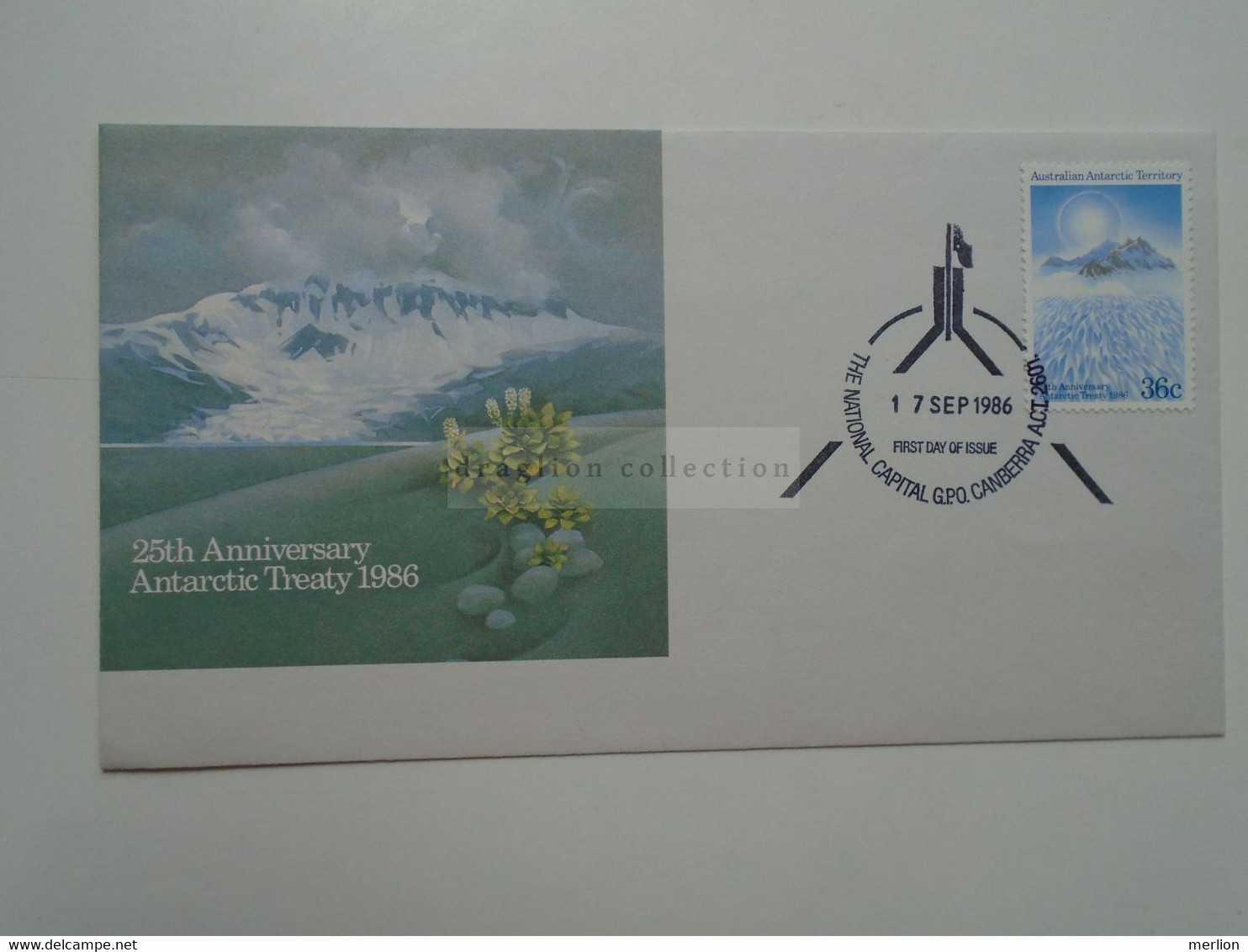 D182218  Australia  - Antarctic Territory AAT  -  25th Anniversary Antarctic Treaty  1986 - FDC