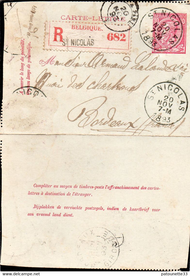 ALLEMAGNE CARTE LETTRE ENTIER POSTAL  ACHAT VINS A ARMAND LALANDE BORDEAUX 20 NOVEMBRE 1893 - 1800 – 1899