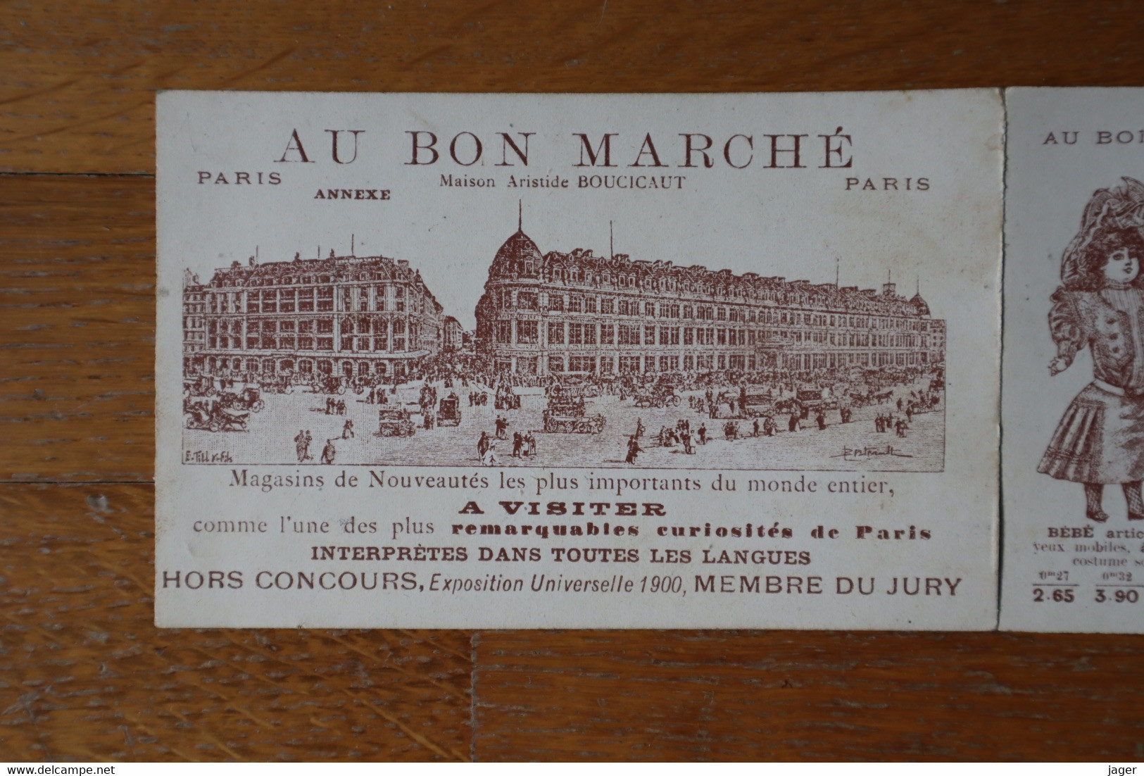 chromo ancien panoramique  AU BON MARCHE LA VOITURE À MOTEUR   lot 130