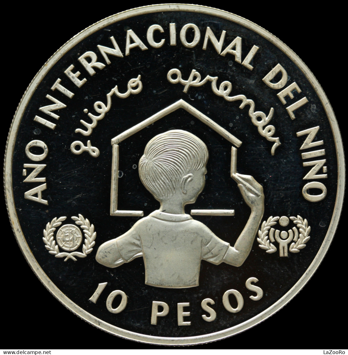 LaZooRo: Dominican Republic 10 Pesos 1982 PROOF Rare - Silver - Dominicana