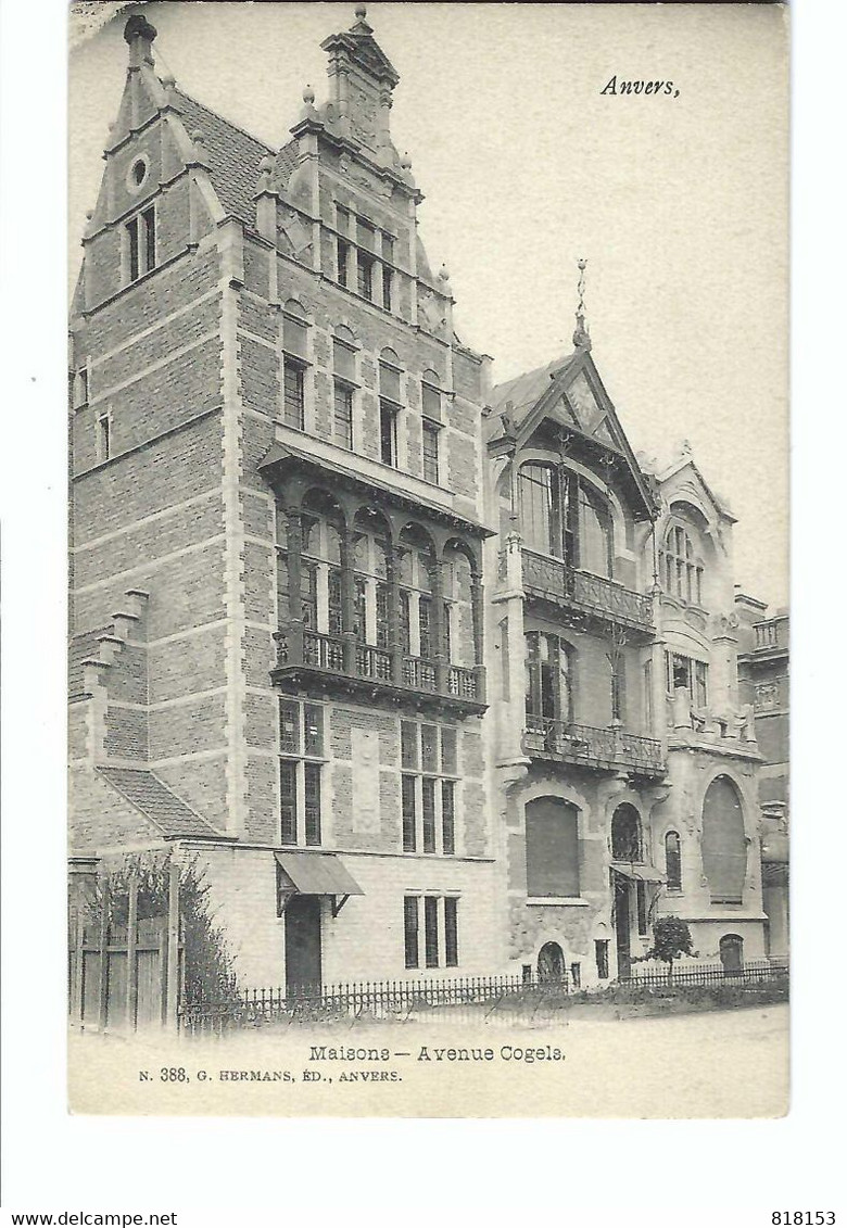 Antwerpen N 388.  Anvers  - Maisons, Avenue Cogels       G HERMANS - Antwerpen