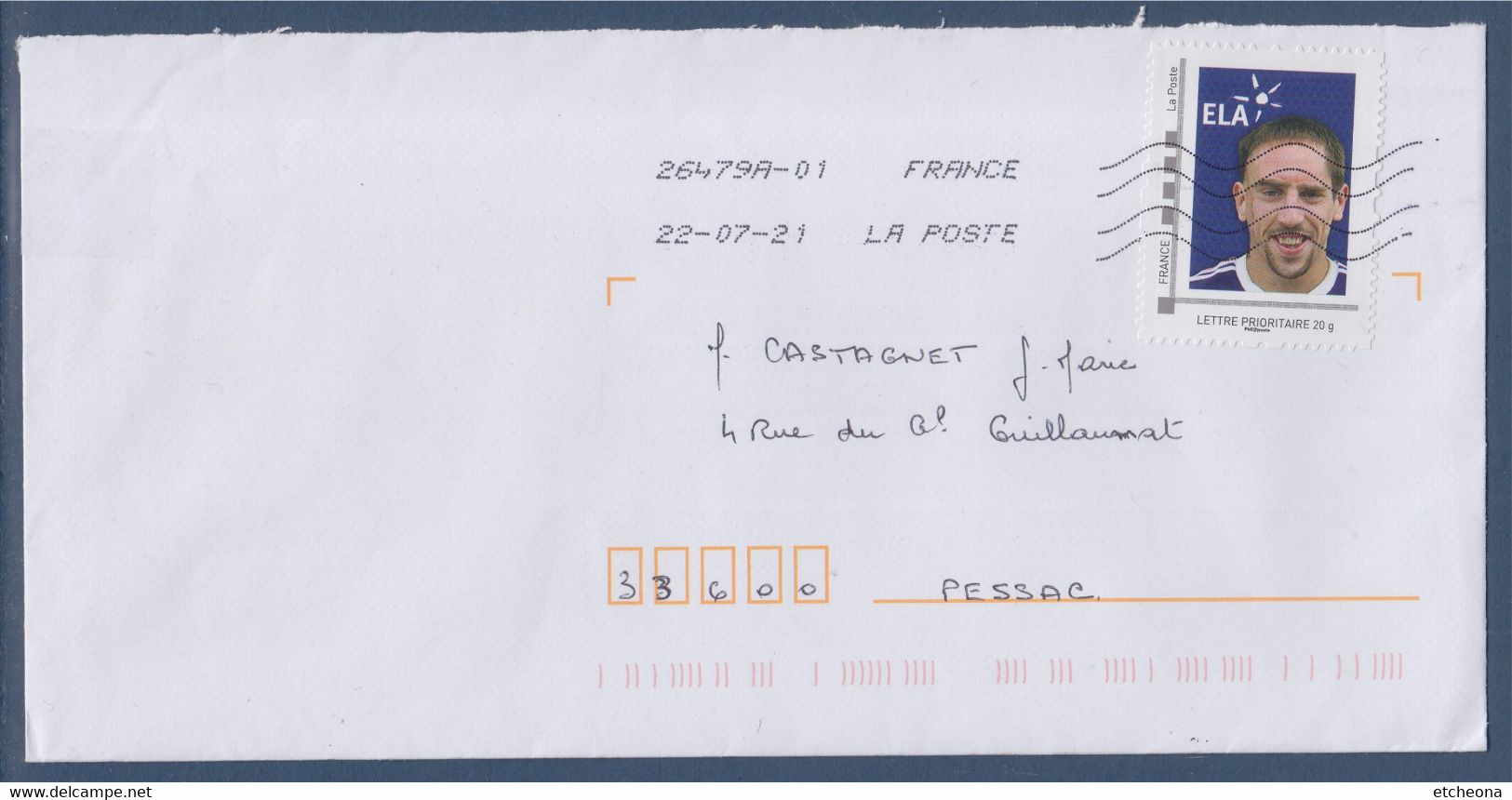 Franck Ribéry Type MonTimbreaMoi Lettre Prioritaire Association ELA, Footballeur International Français, Sur Enveloppe - Cartas & Documentos