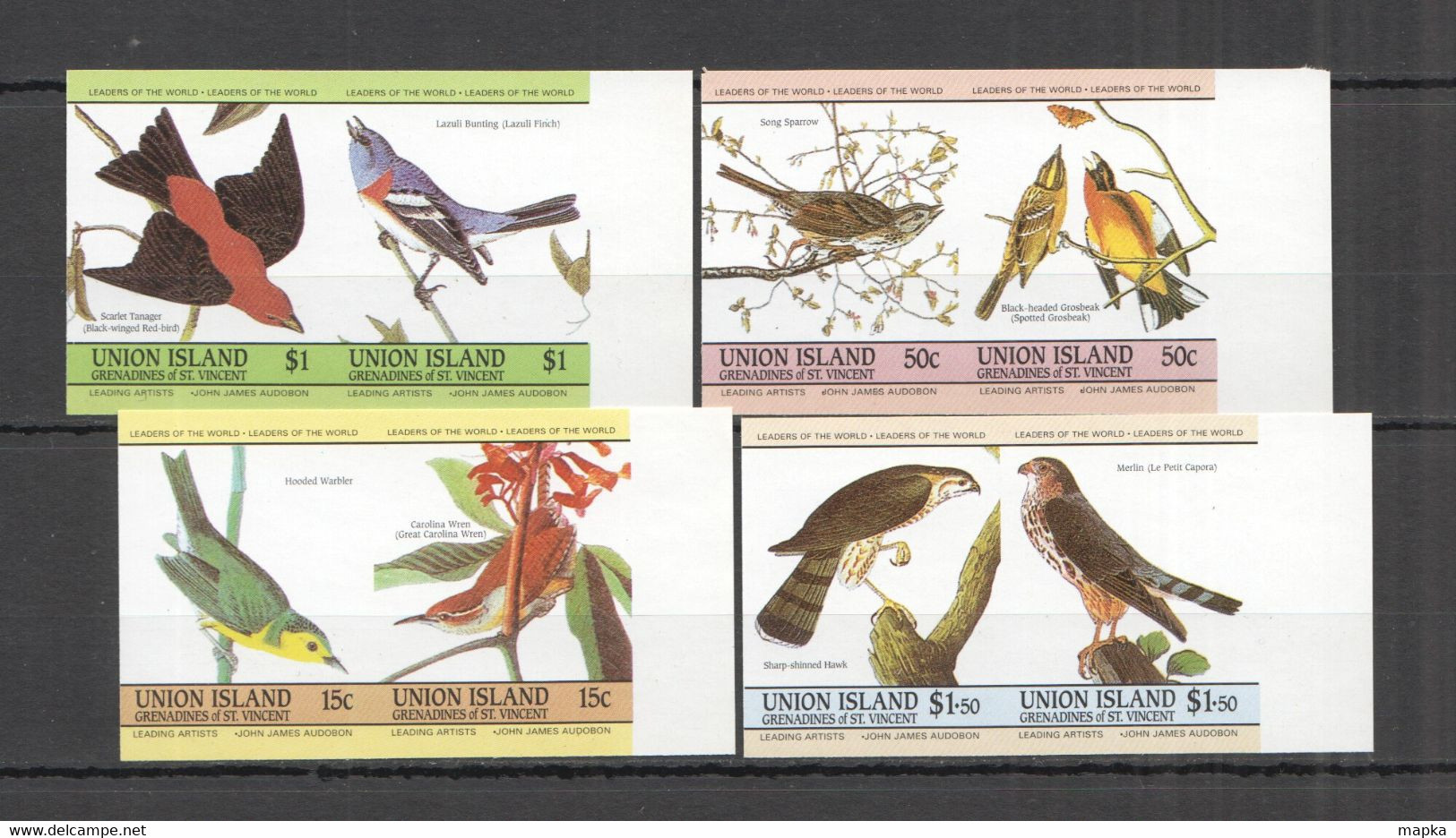 LED005 IMPERF UNION ISLAND BIRDS FAUNA LEADERS OF THE WORLD SET MNH - Other & Unclassified