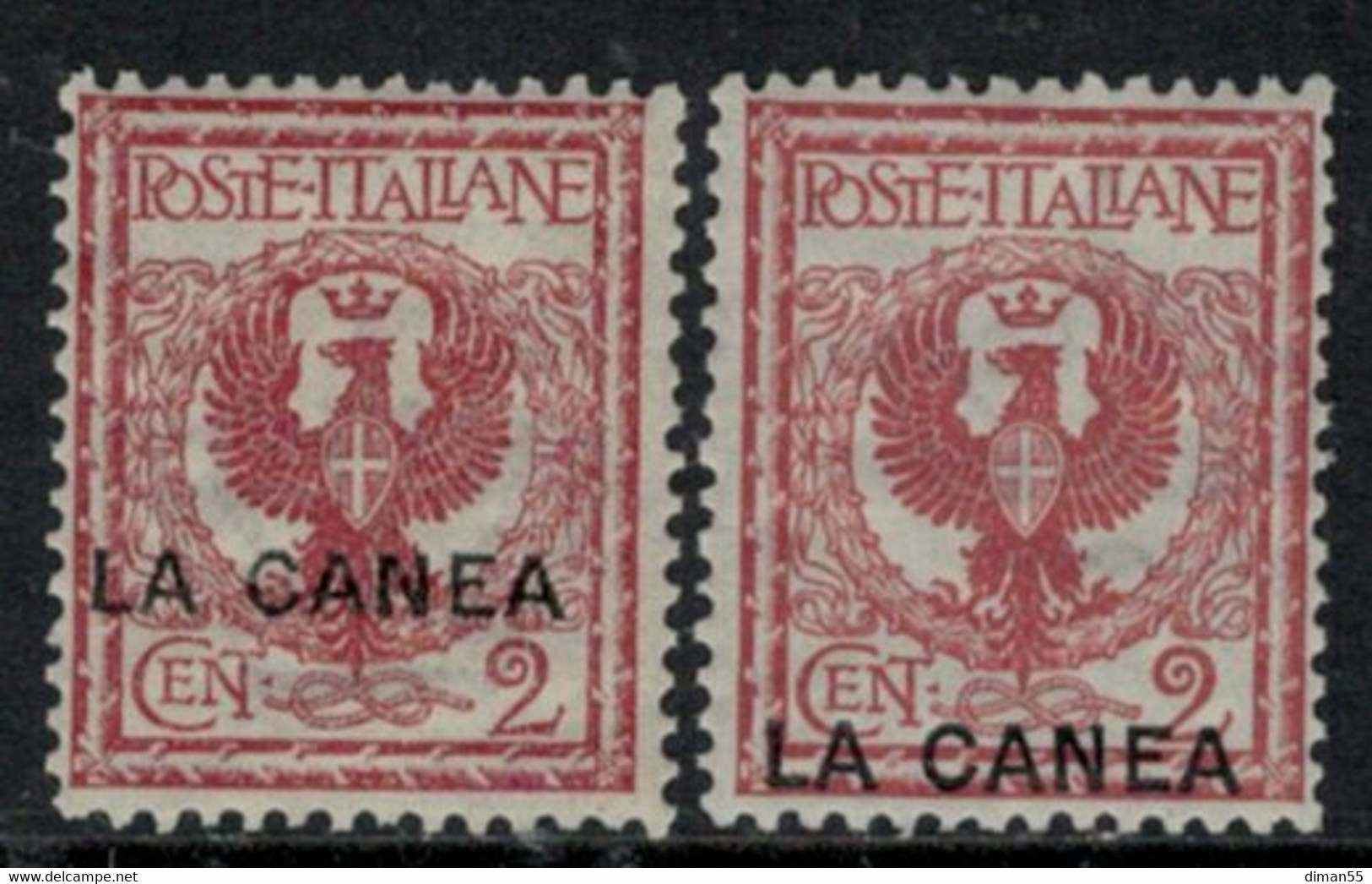 ITALIA - LA CANEA (Creta) - Sassone N. 4+4a Soprastampa Tiratura 1 E 2  MNH**  Gomma Integra - La Canea