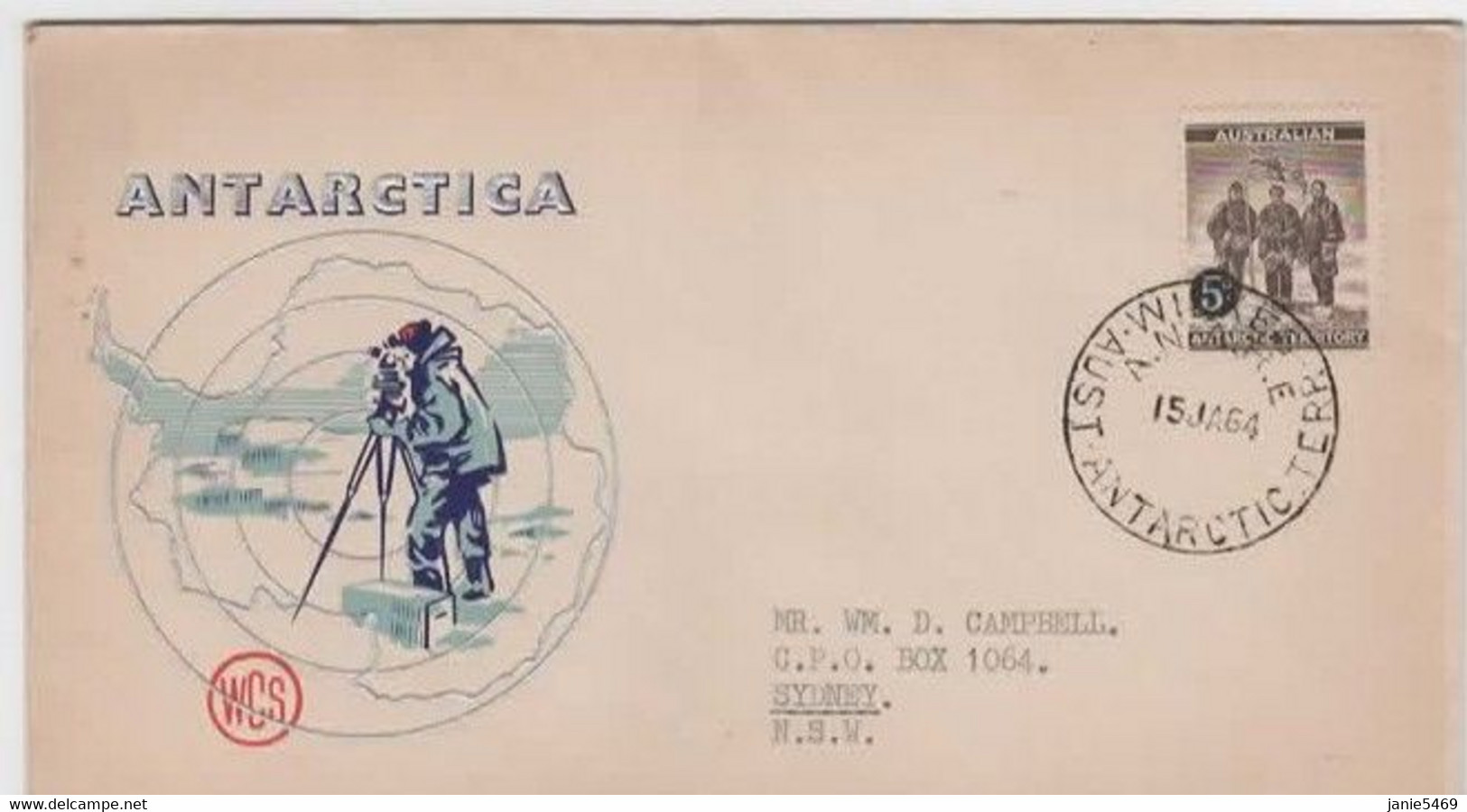Australian Antarctic Territory,1964 5d Definitive Wilkes Base Postmark,WCS First Day Cover - FDC