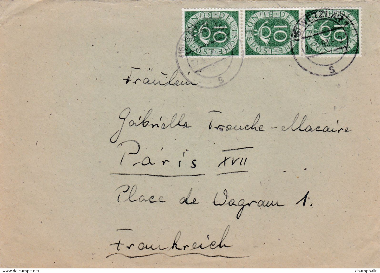 Allemagne - ESC De Wetzlar Pour Paris (75) - 27 Avril 1954 - Timbre 10p YT 14 - 2 CAD - Lettres & Documents