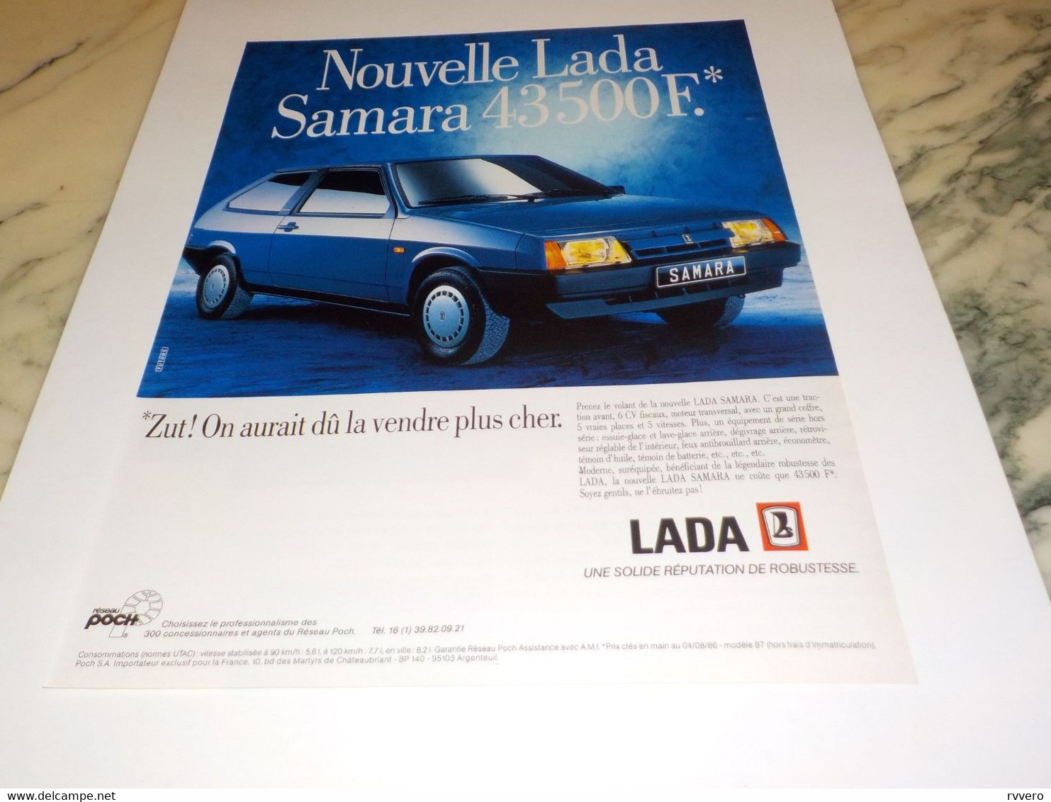 ANCIENNE PUBLICITE SAMARA VOITURE LADA 1986 - Cars