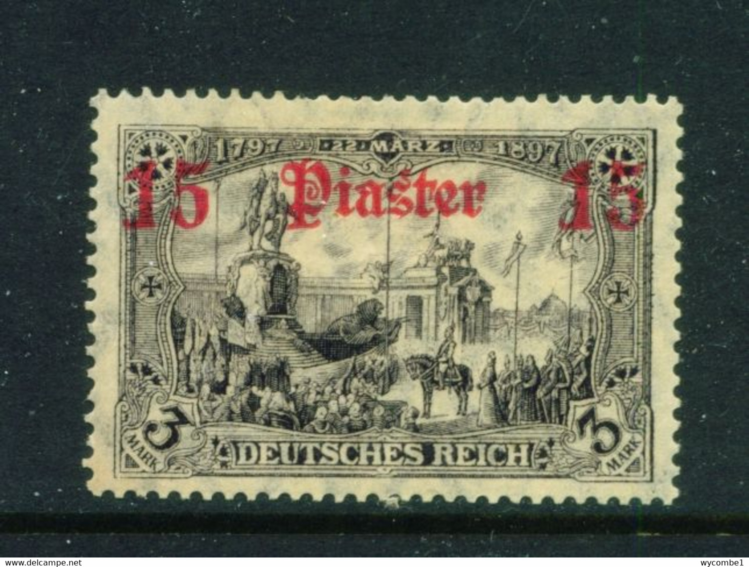 GERMAN PO'S IN TURKEY  - 1905-12 Germania Deutches Reich Definitive 15p On 3m Hinged Mint - Turkey (offices)
