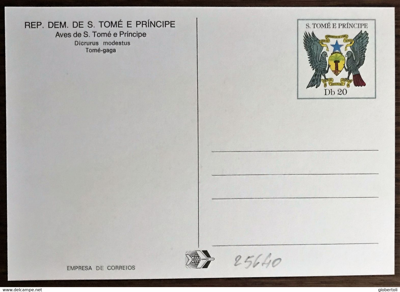 Sao Tomé E Principe: Intero, Stationery, Entier, Dicrurus Modestus - Passeri