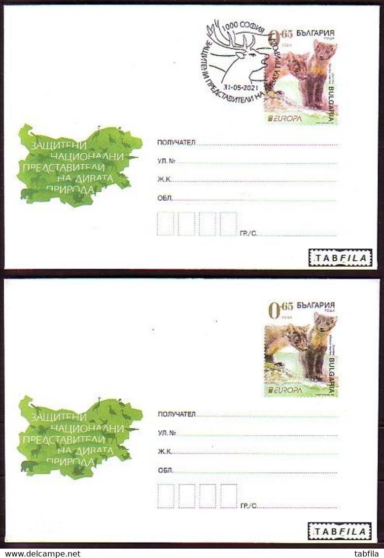 BULGARIA - 2021 - Europa-CEPT - Animaux Protégés - 2 P.St. - Storia Postale