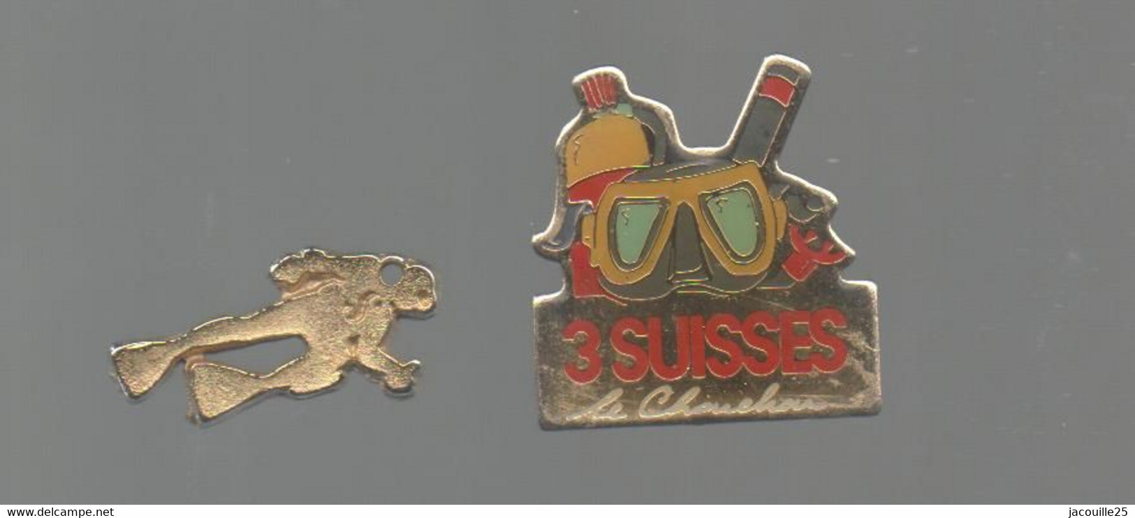 PINS PIN'S PLONGEE S  DORE ET 3 SUISSES LOT 2 PINS - Immersione
