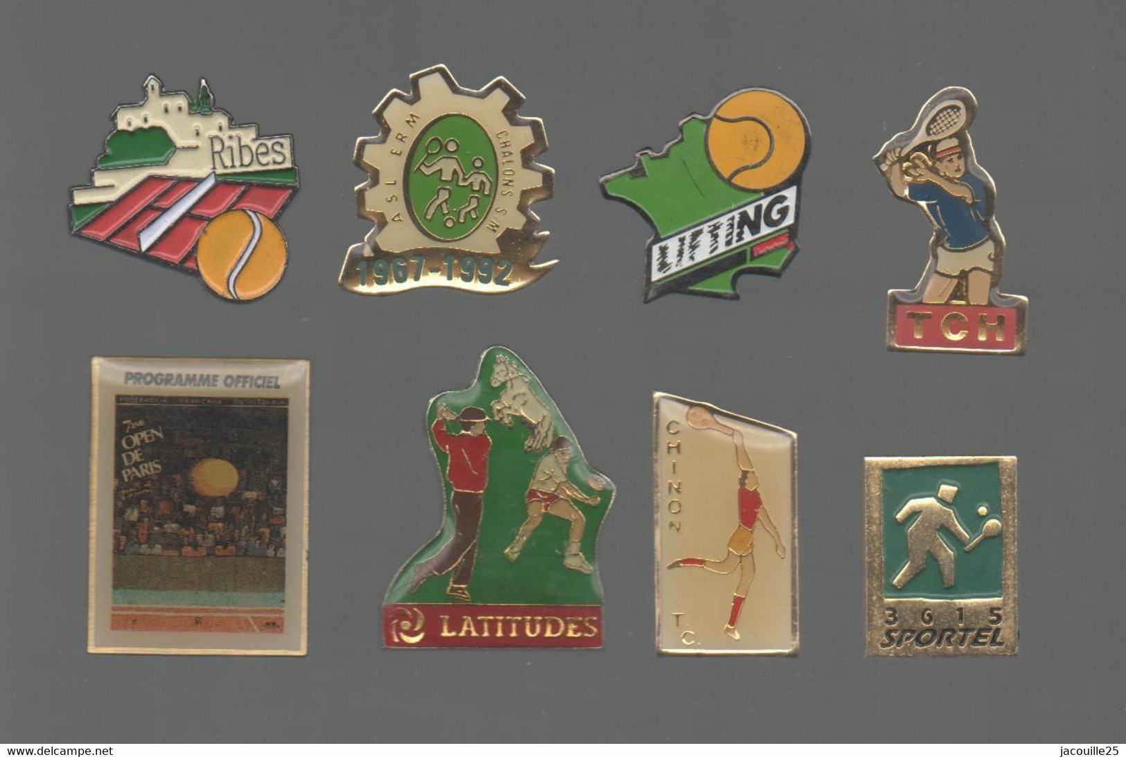 PINS PIN'S TENNIS EGF 1010 LATITUDES RIBES CHALONS SUR MARNE CHINON TCH LIFTING SPORTEL OPEN PARIS LOT 8 PINS - Natation