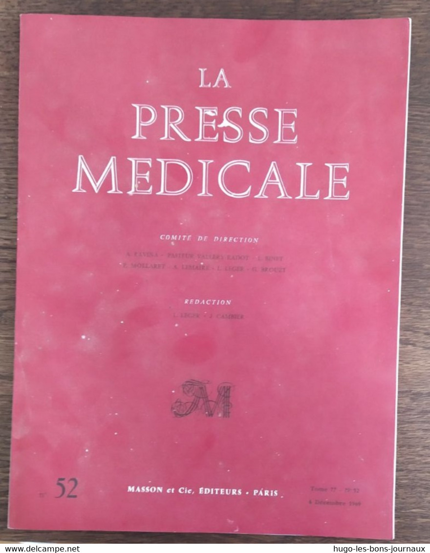 La Presse Médicale_Tome 77_n°52_décembre 1969_Masson Et Cie - Geneeskunde & Gezondheid