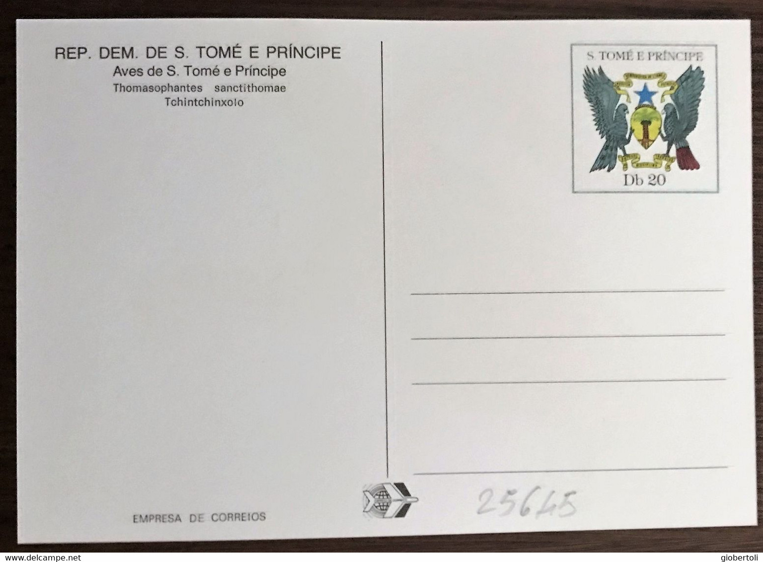 Sao Tomé E Principe: Intero, Stationery, Entier, Thomasophantes Sanctithomae - Passeri