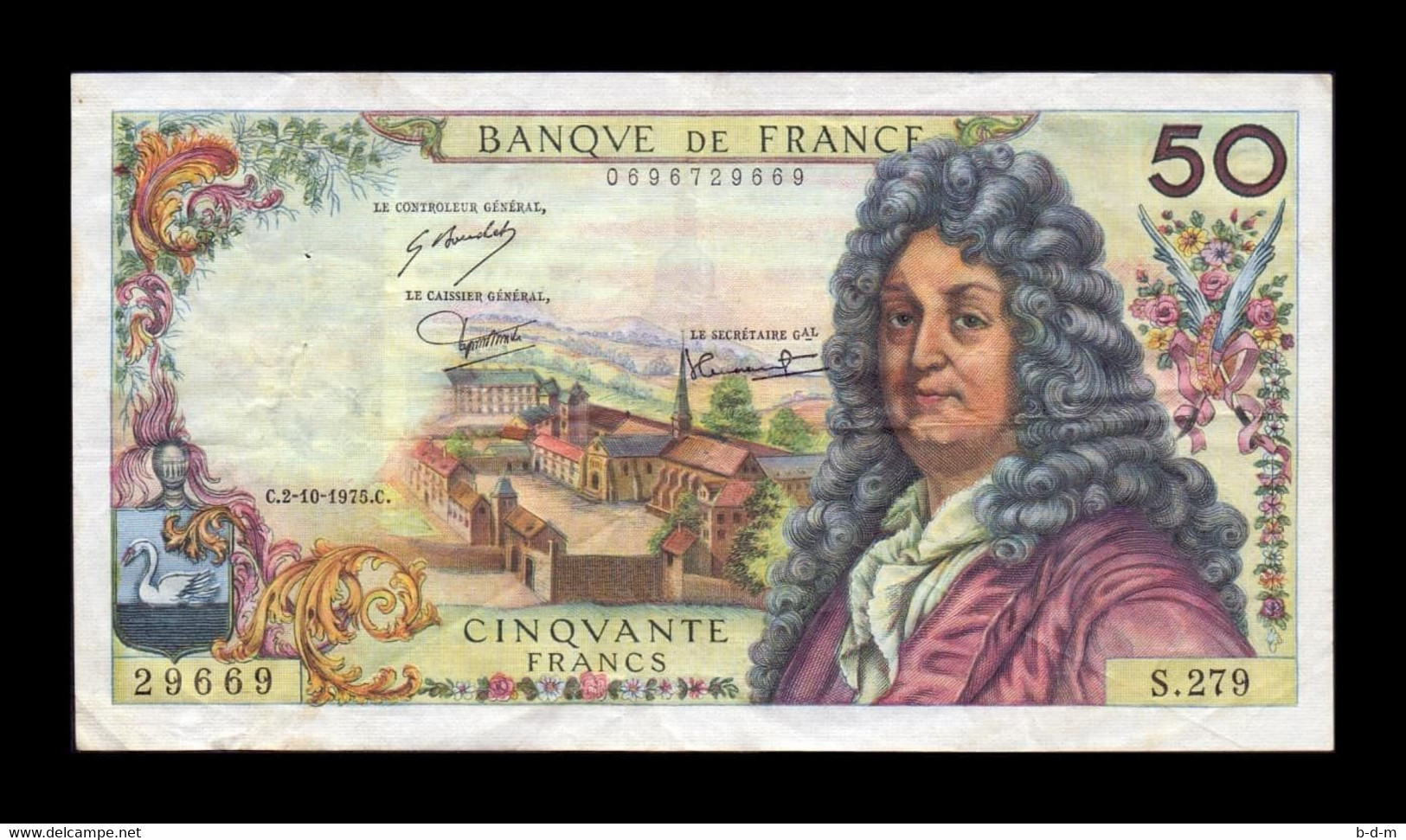 Francia France 50 Francs J.Racine 1975 Pick 148e BC/MBC F/VF - 50 F 1962-1976 ''Racine''