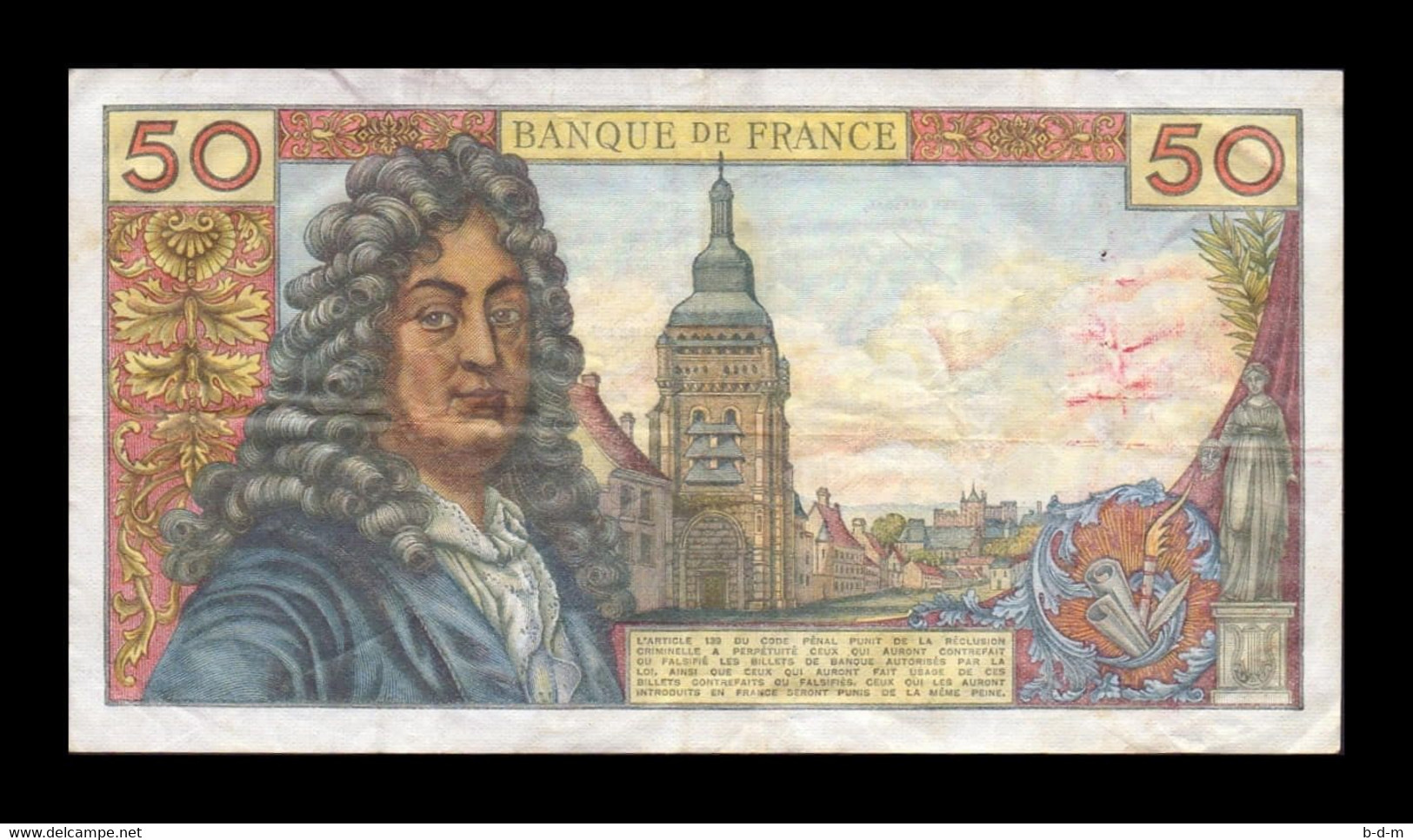 Francia France 50 Francs J.Racine 1975 Pick 148e BC/MBC F/VF - 50 F 1962-1976 ''Racine''