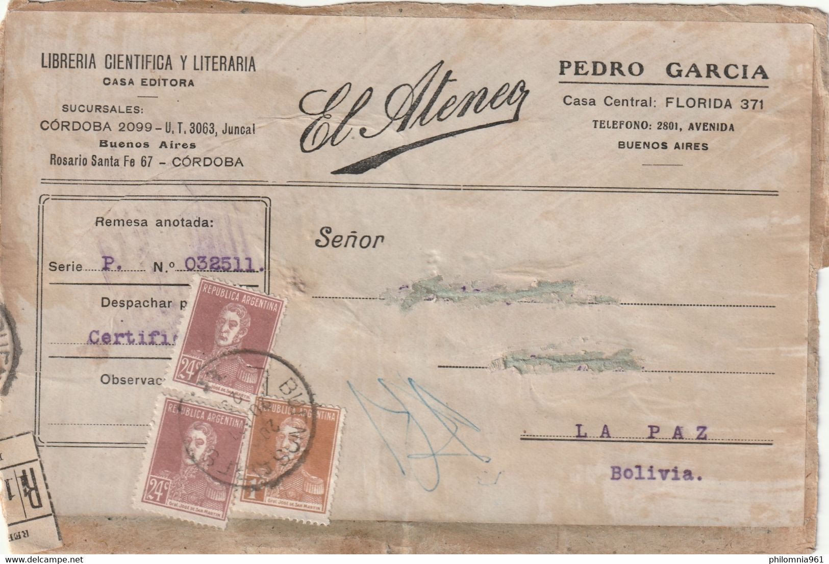 ARGENTINA AIRMAIL COVER - Prefilatelia