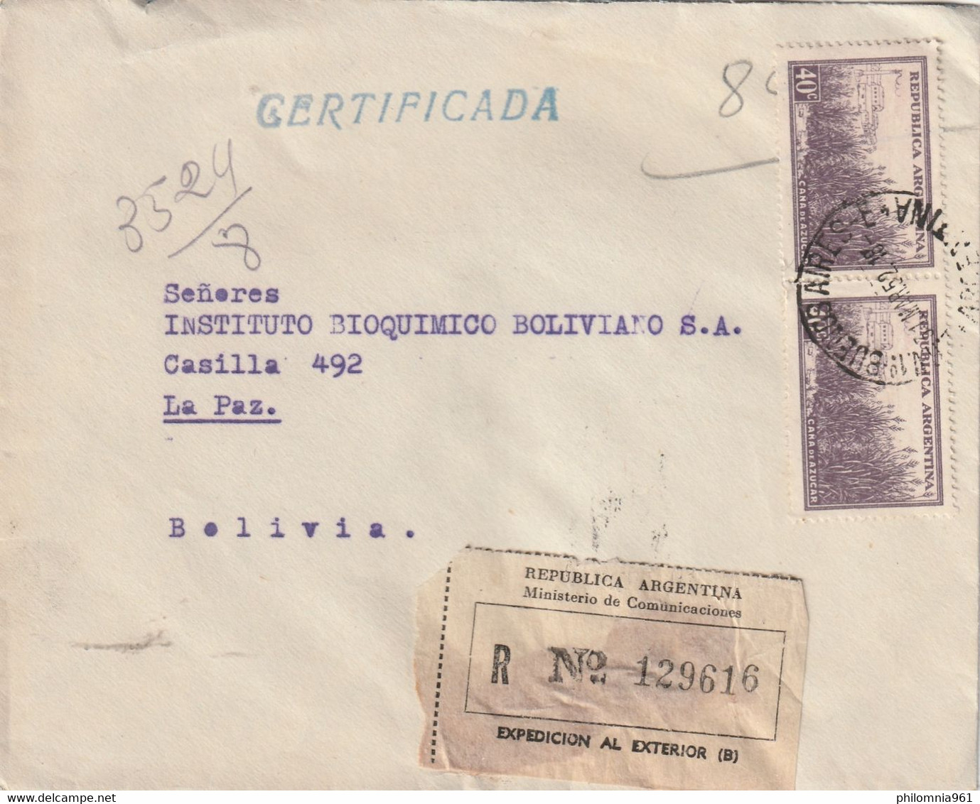 ARGENTINA AIRMAIL COVER 1952 - Prephilately
