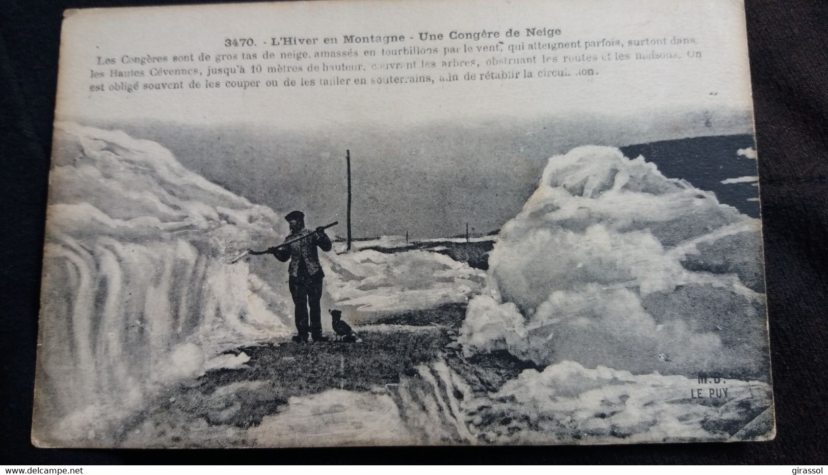 CPA L HIVER EN MONTAGNE UNE CONGERE DE NEIGE HAUTES CEVENENS HOMME PELLE CHIEN ED M B LE PUY - Catastrophes