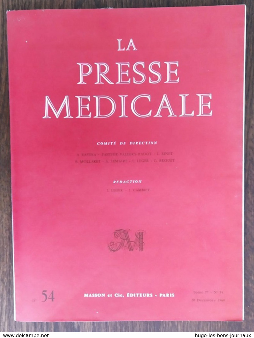 La Presse Médicale_Tome 77_n°54_décembre 1969_Masson Et Cie - Médecine & Santé