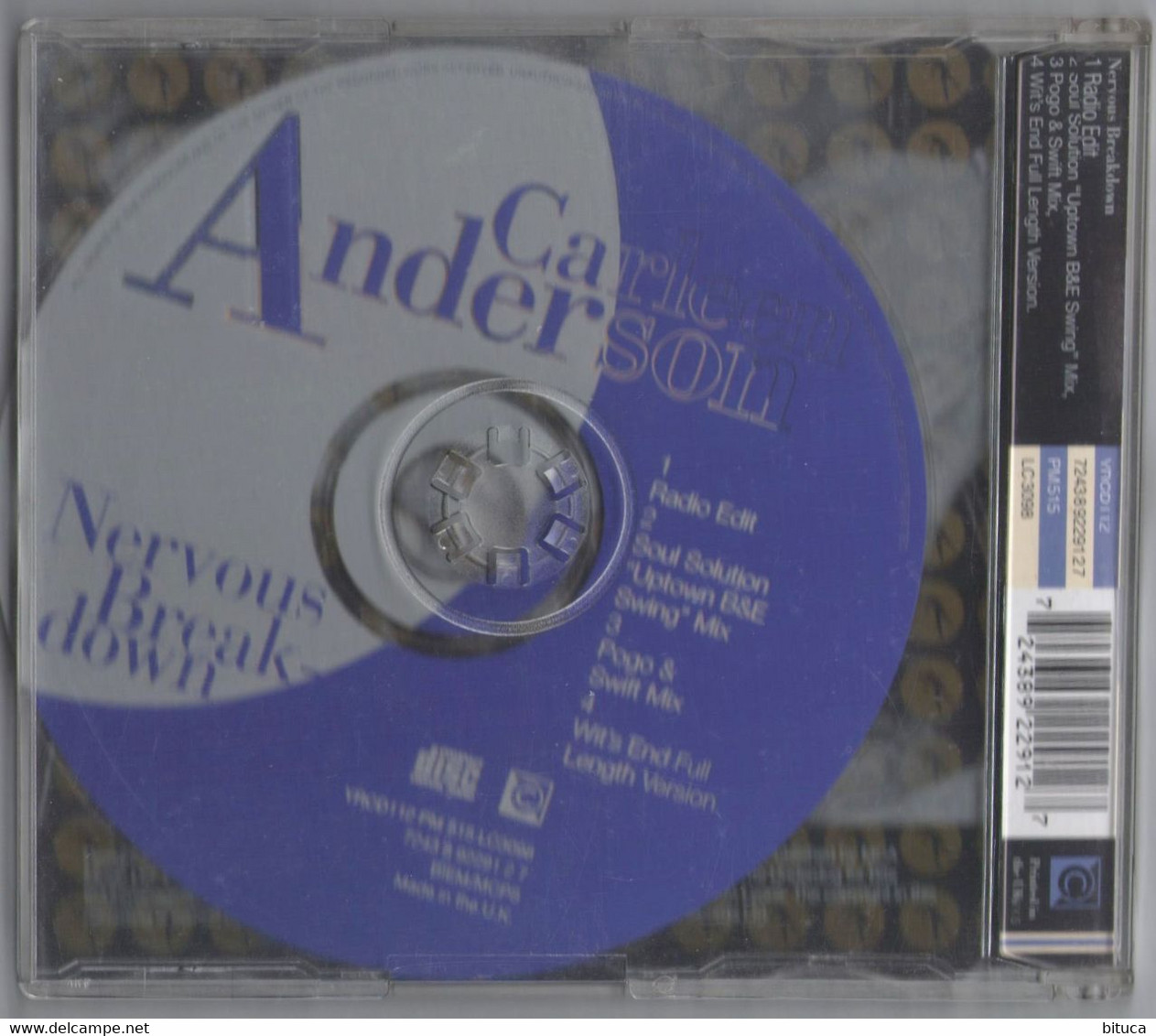 CD 4 TITRES CARLEEN ANDERSON NERVOUS BREAKDOWN  TRèS BON ETAT & RARE - Dance, Techno & House