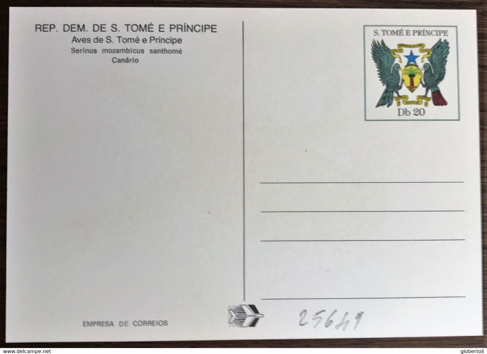 Sao Tomé E Principe: Intero, Stationery, Entier, Serinus Mozambicus Santhomé - Sparrows