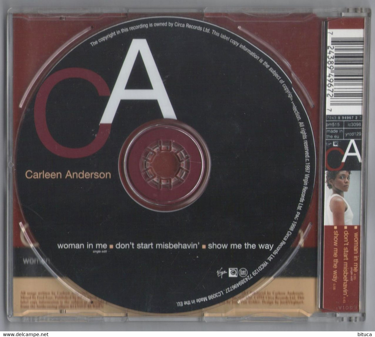 CD 3 TITRES CARLEEN ANDERSON WOMAN IN ME  TRèS BON ETAT & RARE - Dance, Techno & House