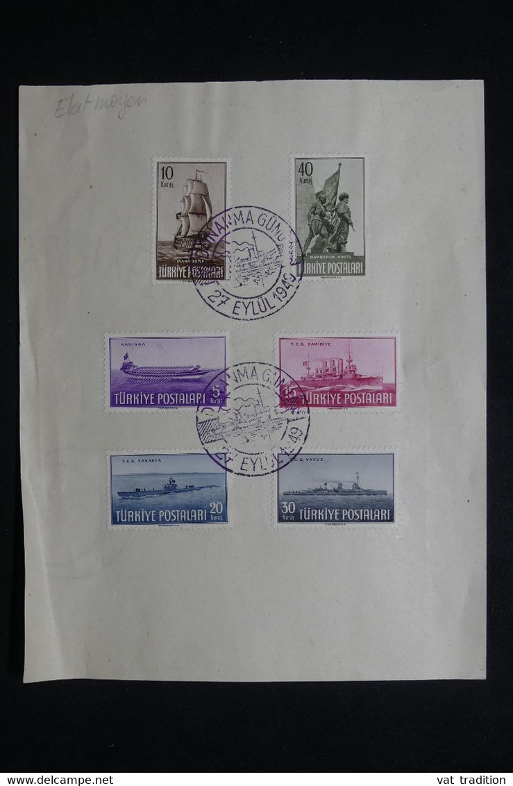 TURQUIE - Série Marine Militaire Sur Document En 1949 - L 102693 - Lettres & Documents