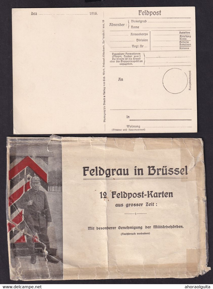 DDZ 975 - BRUXELLES OCCUPATION ALLEMANDE 14/18 - Série de 12 cartes neuves "Feldgrau in Brussel" + Pochette