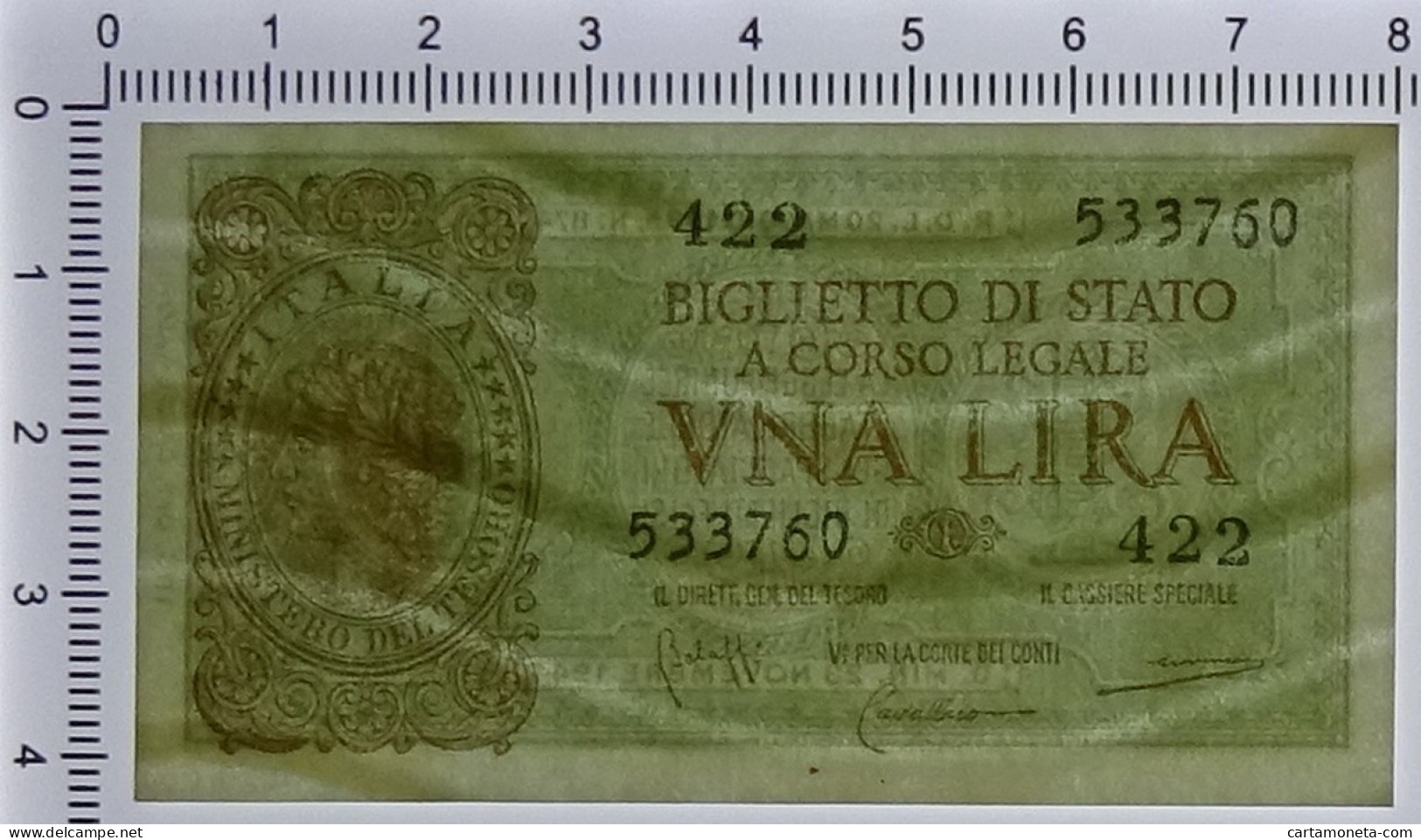 1 LIRA BIGLIETTO DI STATO LUOGOTENENZA UMBERTO BOLAFFI 23/11/1944 FDS - Regno D'Italia – Autres