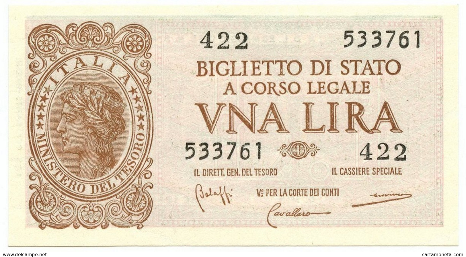 1 LIRA BIGLIETTO DI STATO LUOGOTENENZA UMBERTO BOLAFFI 23/11/1944 FDS - Regno D'Italia – Other