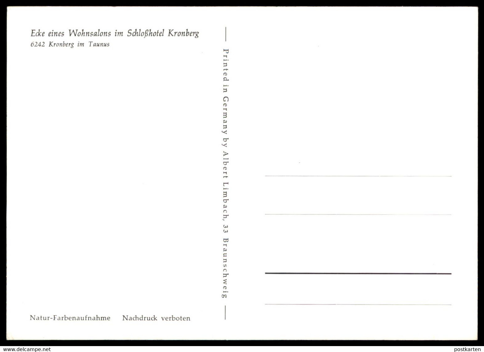 ÄLTERE POSTKARTE KRONBERG IM TAUNUS SCHLOSSHOTEL ECKE EINES WOHNSALONS Schloss Hotel Postcard AK Ansichtskarte - Kronberg