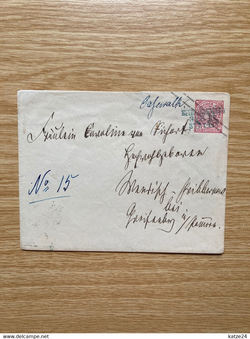 Preussen Stempel "Neubrandenburg-Stettin" - Postal  Stationery