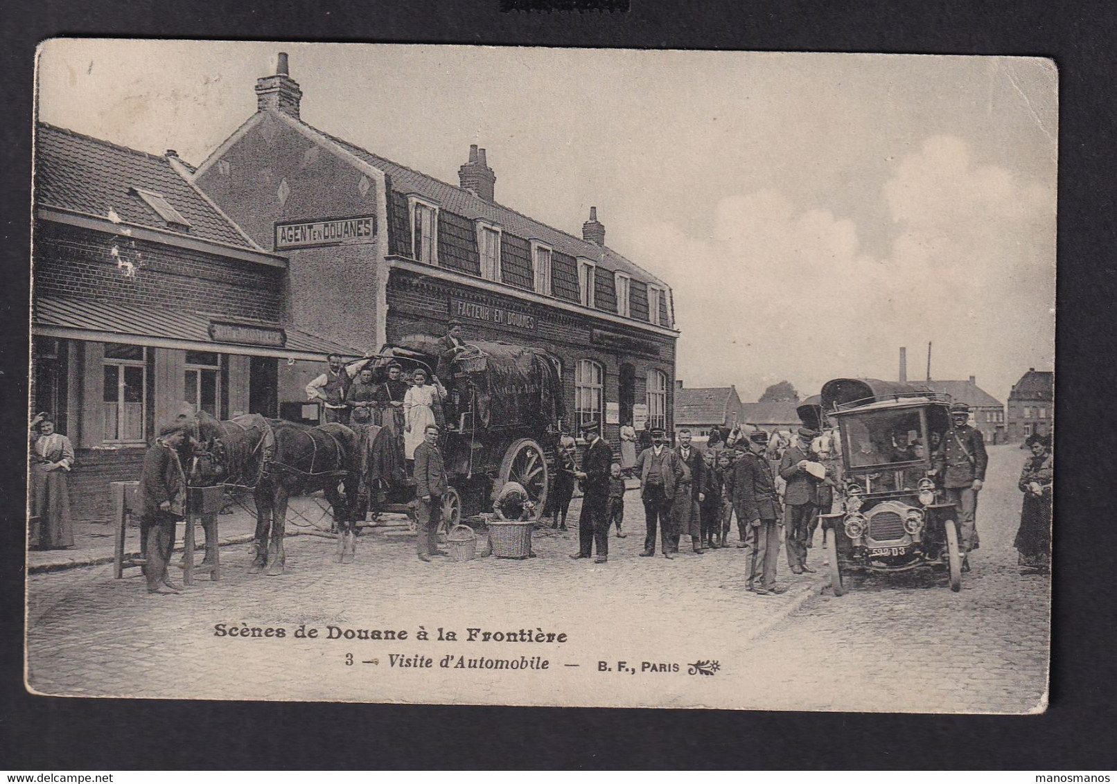 DDZ 945 -  DOUANE - Carte-Vue Très Animée - Charrette à Cheval , Automobile , Douaniers - Neuve Non Circulée - Douane