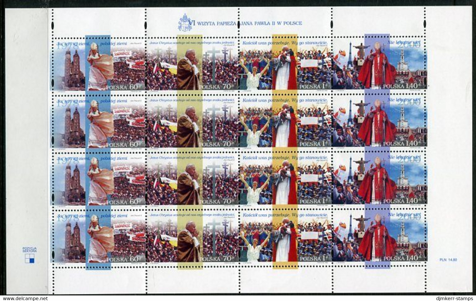 POLAND 1999  Papal Visit Sheet MNH / **.  Michel 3768-71 - Ungebraucht