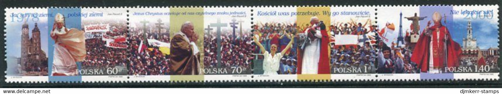 POLAND 1999  Papal Visit Strip MNH / **.  Michel 3768-71 - Unused Stamps