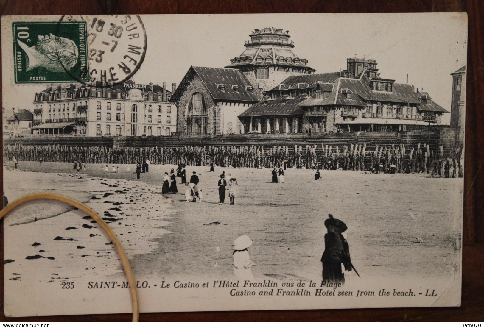 CPA Ak 1923 Saint St MALO Le Casino Et Hotel Franklin Vus De La Plage Animée Voyagée - Autres & Non Classés