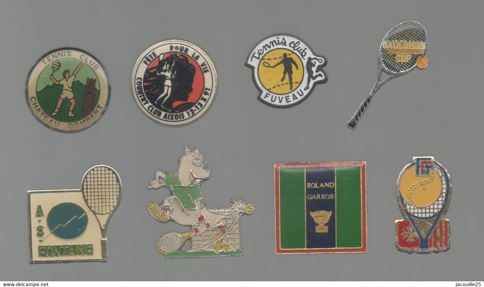 PINS PIN'S TENNIS  1015 CHATEAU GOMBERT AIX FUVEAU GAULOISES CUP FT FONTAINE RG ROLAND GARROS  LOT 8 PINS - Natation