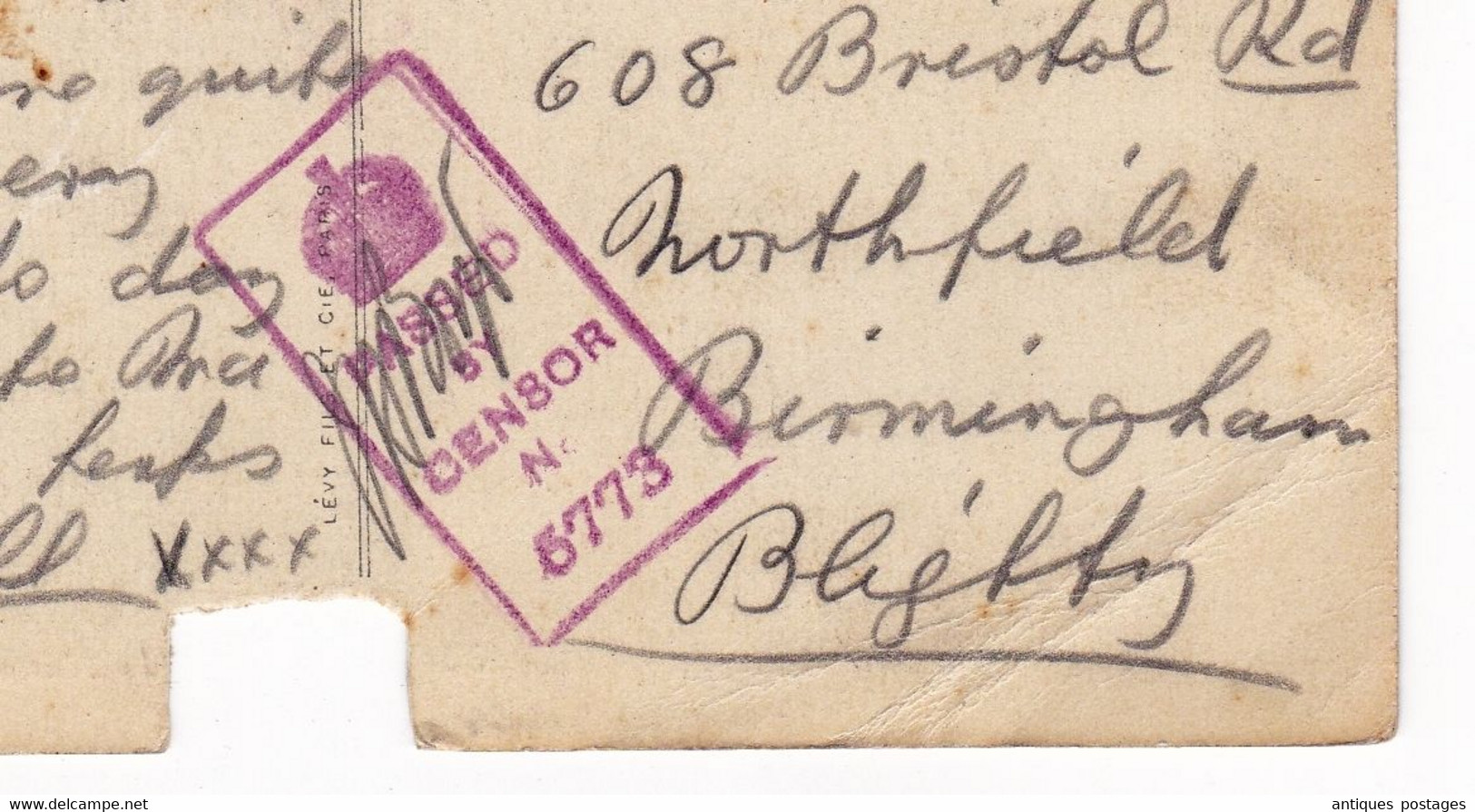 2 Postcards Army Post Office 1918 Passed By Censor Censure Casino Émille Pillet Première Guerre Mondiale WW1 - Marcophilie