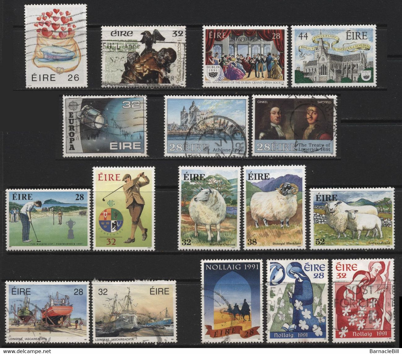 Ireland (25) 1991 Commemoratives. 17 Different Stamps. Mint & Used. Hinged. - Andere & Zonder Classificatie