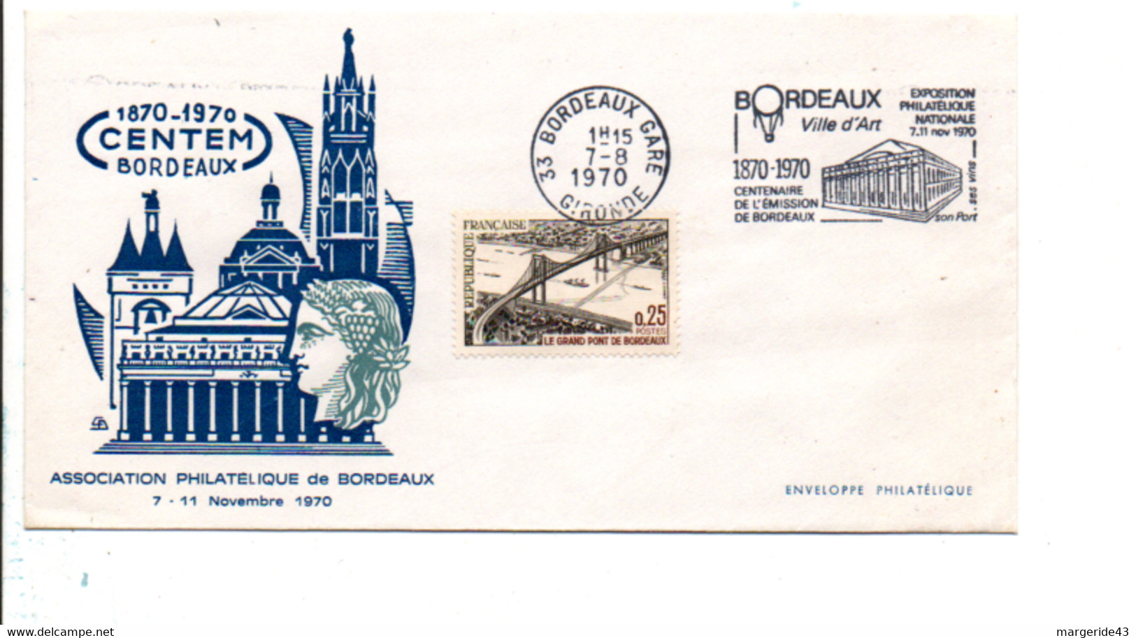 1 ER JOUR EXPO PHILA BORDEAUX CENTEM 1970 - Maschinenstempel (Werbestempel)